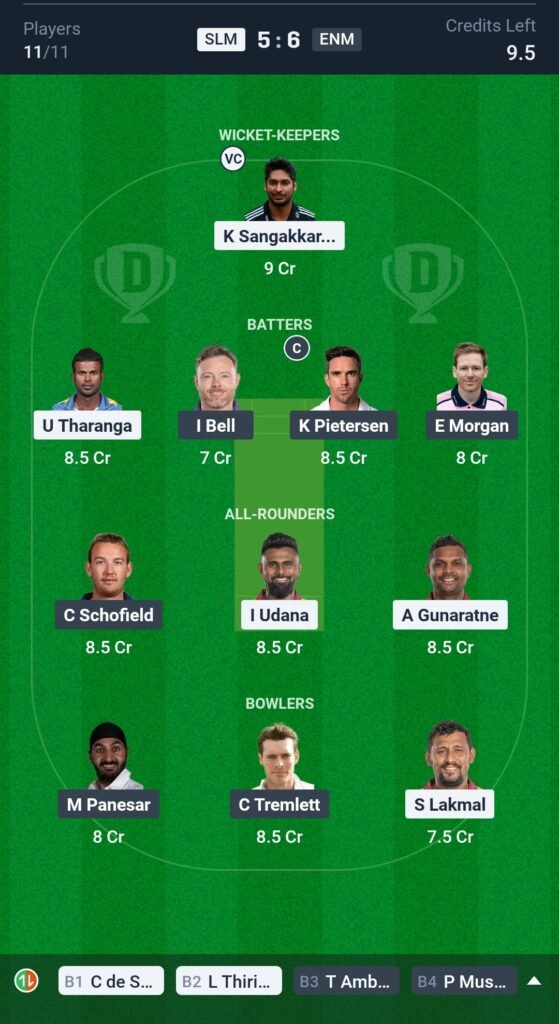 SL-M vs ENG-M Today's Dream11 Fantasy Team