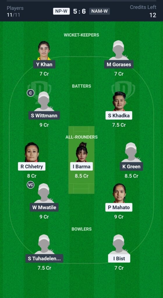 NAM-W vs NEP-W Today's Dream11 Fantasy Team:7th T20 Match & Pitch Report 3 NAM-W vs NEP-W Today's Dream11 Fantasy Team
