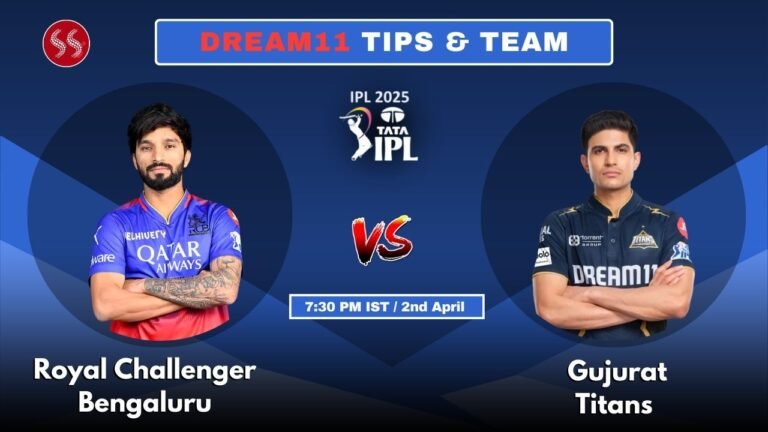 Get the best RCB vs GT Dream11 fantasy team prediction for today’s match, including top picks, captain, vice-captain, and key players.