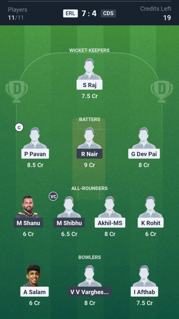 ERL VS CDS Today’s Dream11 Fantasy Team: 23rd T20 Match & Pitch Report: