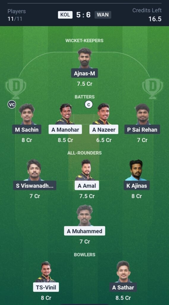 KOL vs WAN Today’s Dream11 Fantasy Team: 27th T20 Match & Pitch Report 3 KOL vs WAN Today’s Dream11 Fantasy Team: 27th T20 Match & Pitch Report