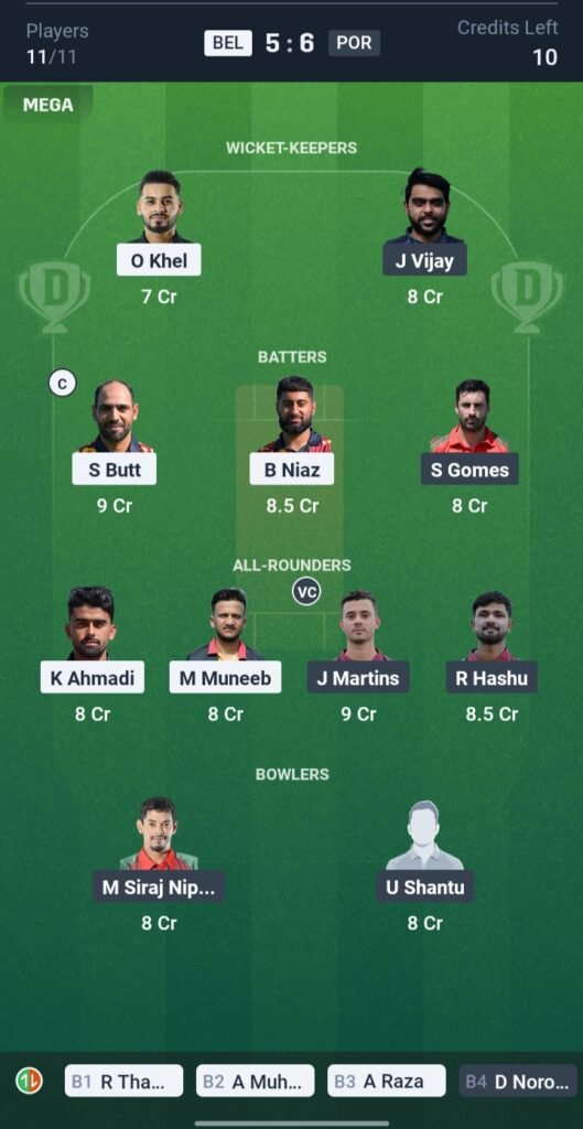 BEL vs POR Today’s Dream11 Fantasy Team: 3rd T20 Match & Pitch Report: