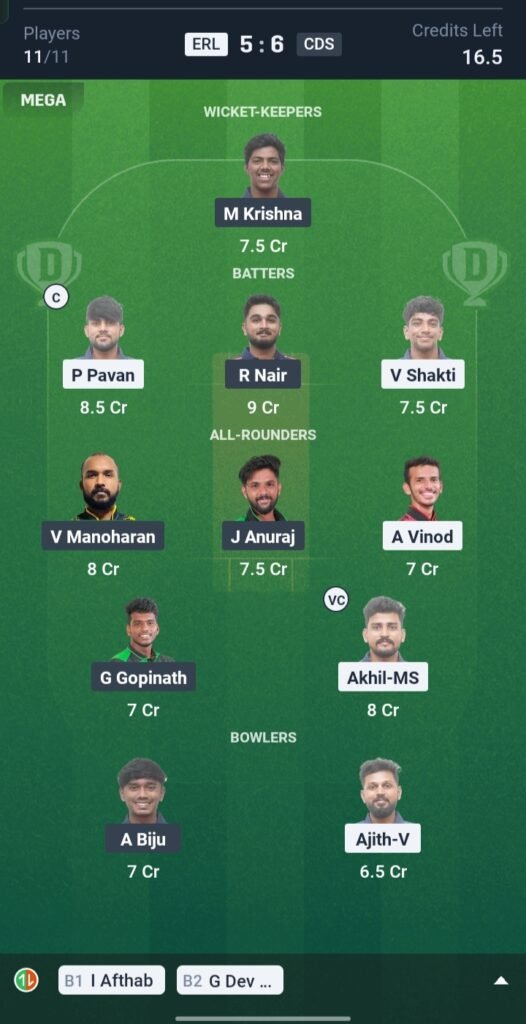 ERL vs CDS Today’s Dream11 Fantasy Team: 33rd T20 Match & Pitch Report 3 ERL vs CDS Today’s Dream11 Fantasy Team: 33th T20 Match & Pitch Report