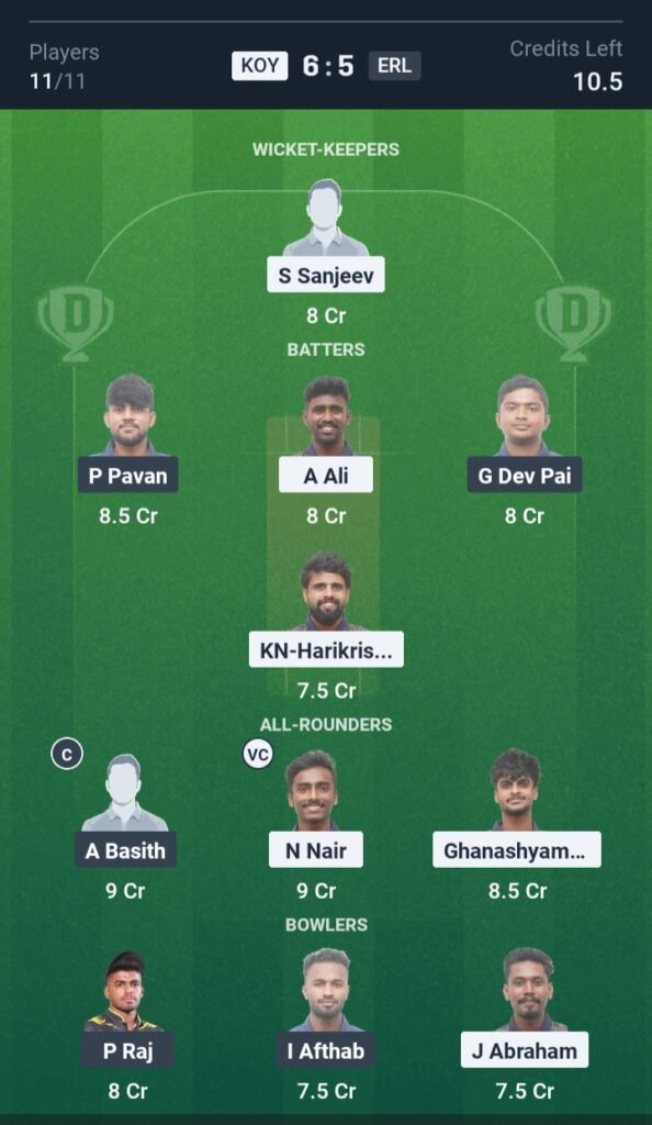 KOY VS ERL Today’s Dream11 Fantasy Team: 26th T20 Match & Pitch Report: 3 KOY VS ERL Today’s Dream11 Fantasy Team T20 2025