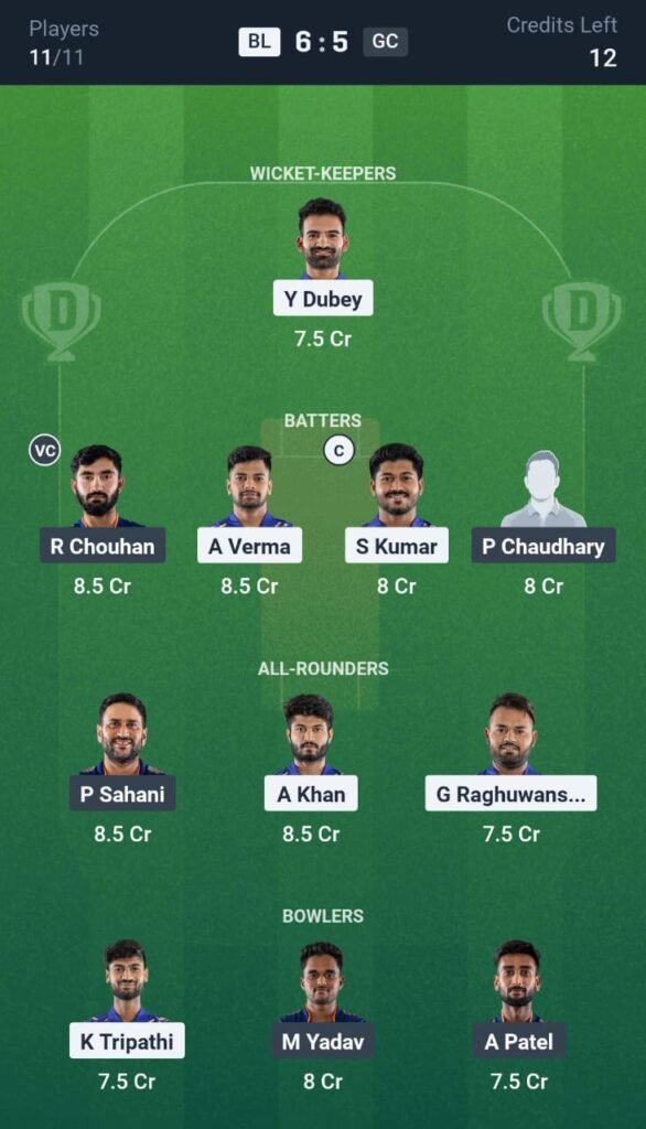 GC vs BL Today's Dream11 Fantasy Team: 17th T20 Match & Promising Pitch Report 3 GC vs BL Today's Dream11 Fantasy Team: 17th T20 Match 2025