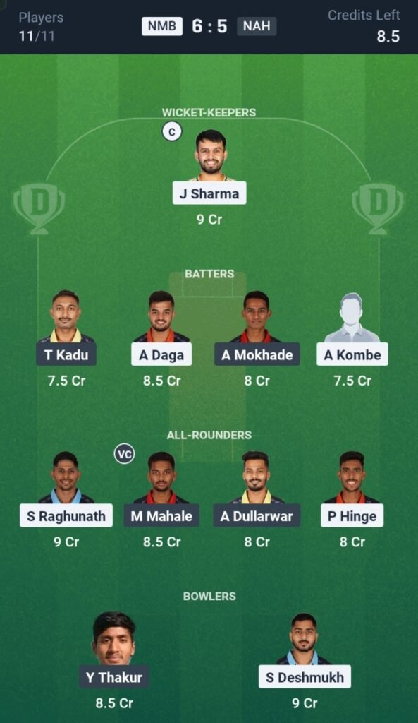 NMB vs NAH Today's Dream11 Fantasy Team