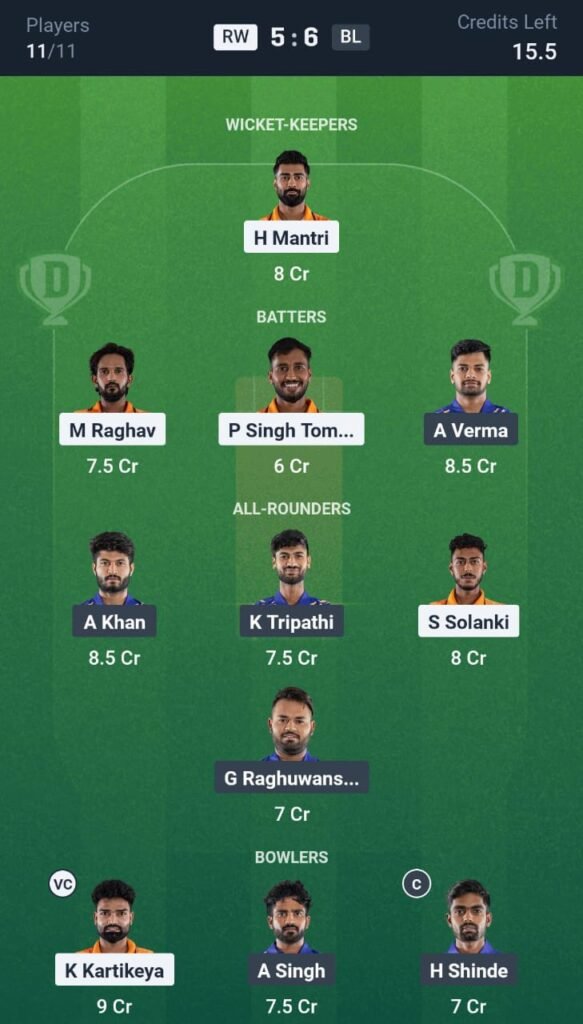 RJ vs BL Today's Dream11 Fantasy Team: 11th T20 Match & Promising Pitch Report 3 RJ vs BL Today's Dream11 Fantasy Team: 11th T20 Match 2025