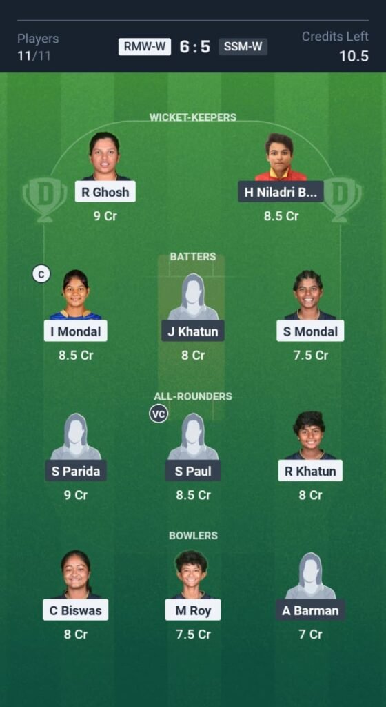 SSM-W vs RMW-W Today's Dream11 Fantasy Team: 16th T20 Match & Promising Pitch Report 3 SSM-W vs RMW-W Today's Dream11 Fantasy Team: 16th T20 2025