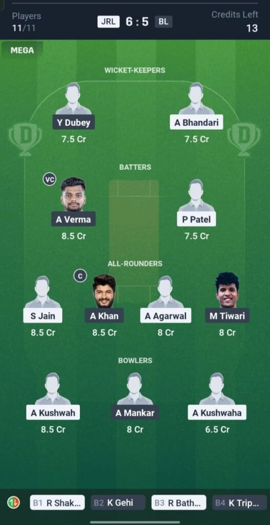JRL vs BL Today's Dream11 fantasy Team: 2nd T20 Match & Promising Pitch Report 3 JRL vs BL Today's Dream11 fantasy Team: 2nd T20 Match & Promising Pitch Report