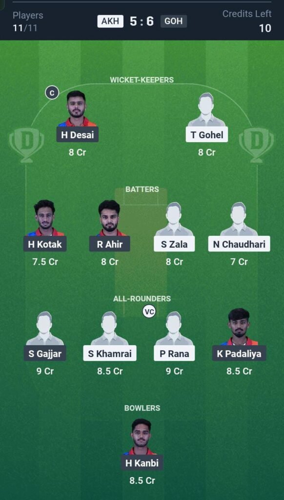 AKH vs GOH Today's Dream11 Fantasy Team: 19th T20 Match & Promising Pitch Report 3 AKH vs GOH Today's Dream11 Fantasy Team: 19th T20 Match & Promising Pitch Report
