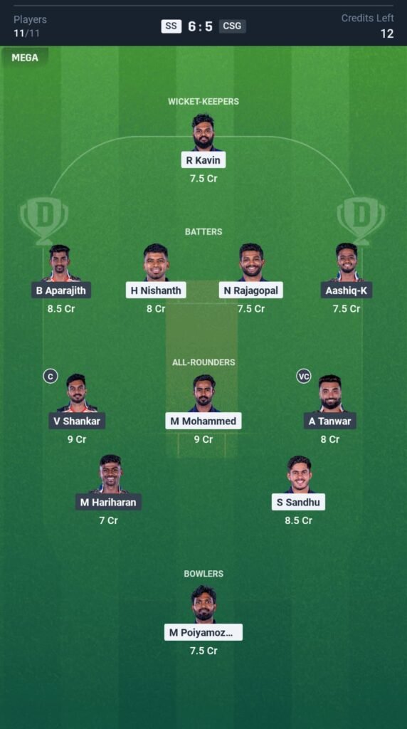 SAL vs CSG Today's Dream11 Fantasy Team: 17th T20 Match & Promising Pitch Report 3 NRK vs SMP Today’s Dream11 Fantasy Team