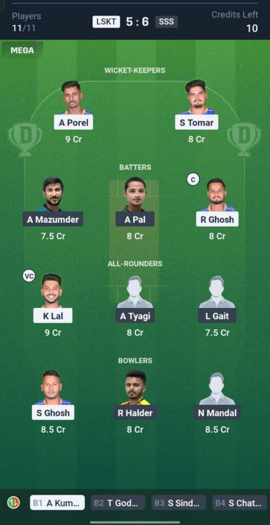 LSKT vs SSS Today's Dream11 Fantasy Team: 10th T20 Match & Promising Pitch Report 3 LSKT vs SSS Today's Dream11 Fantasy Team: 10th T20 Match & Promising Pitch Report