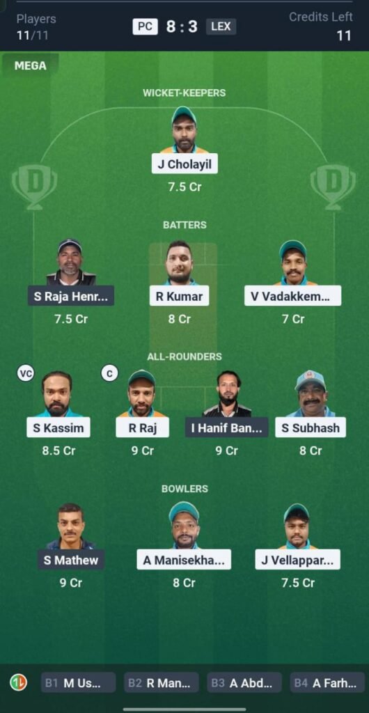 PC vs LEX Today's Dream11 Fantasy Team: 16th T20 Match & Promising Pitch Report