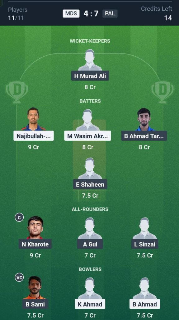 MDS vs PAL Today's Dream11 Fantasy Team: 1st T20 Match & Promising Pitch Report