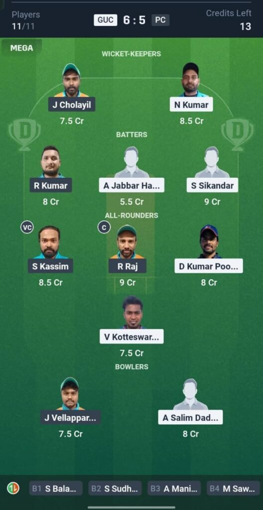 GUC vs PC Today's Dream11 Fantasy Team: 21st T20 Match & Promising Pitch Report 3 GUC vs PC Today's Dream11 Fantasy Team: 21st T20 Match & Promising Pitch Report