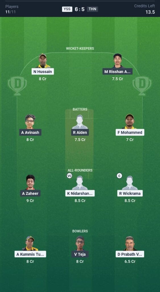 YSS vs THN Today's Dream11 Fantasy Team: 15th T20 Match & Promising Pitch Report 3 YSS vs THN Today's Dream11 Fantasy Team: 15th T20 2025