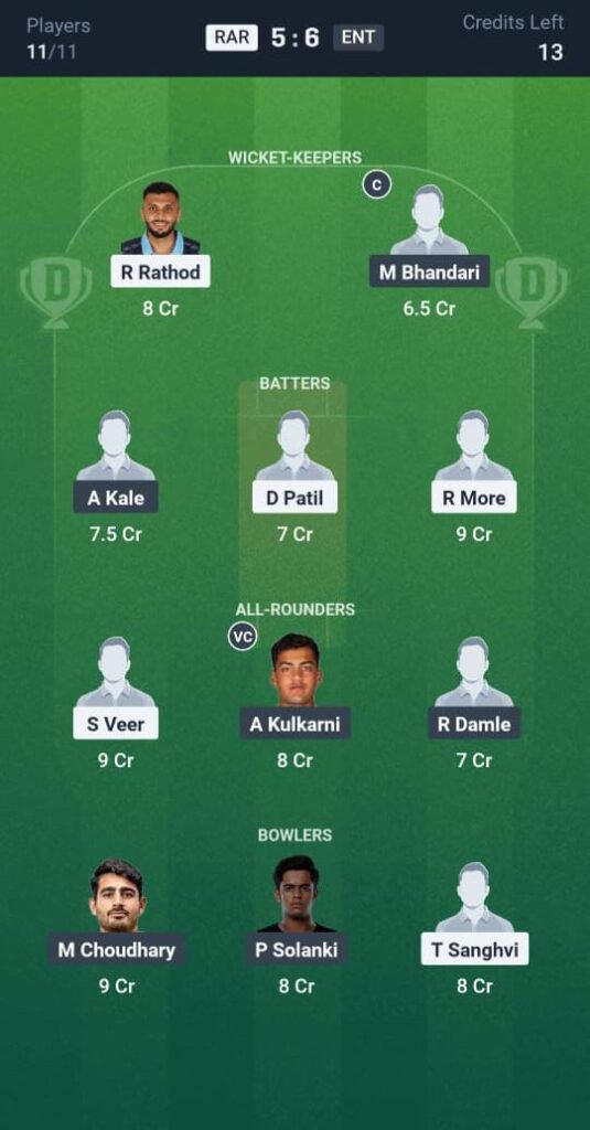 RAR vs ENT Today's Dream11 Fantasy Team: 26th T20 Match & Promising Pitch Report