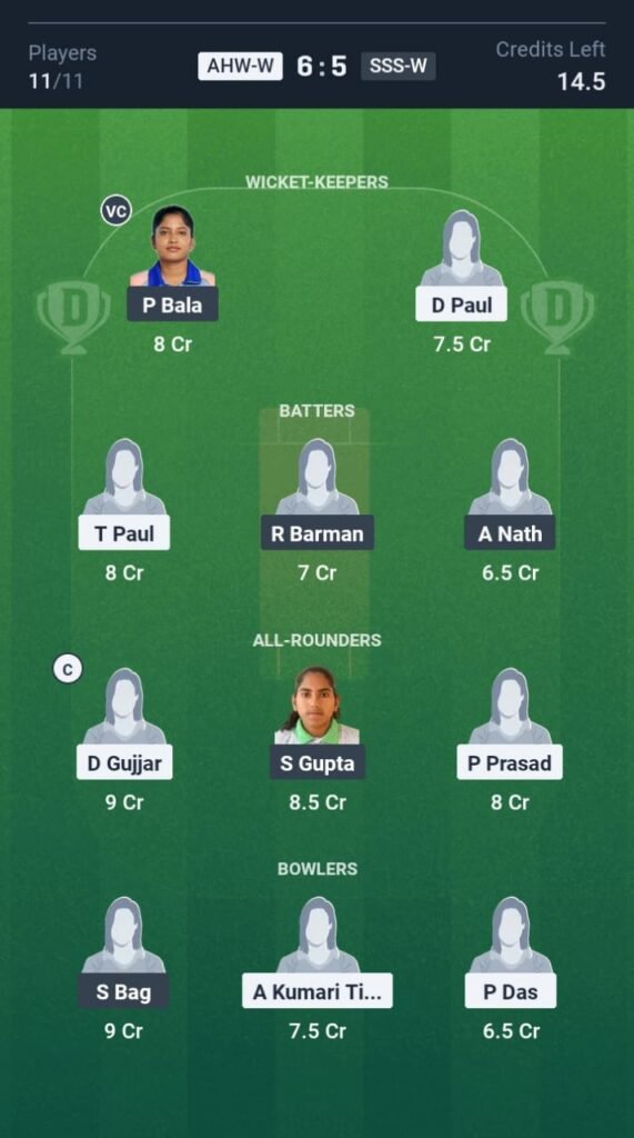 SSS-W vs AHW-W Today’s Dream11 Fantasy Team: 21st T20 Match & Promising Pitch Report 3 SSS-W vs AHW-W Today’s Dream11 Fantasy Team: 21st T20 2025