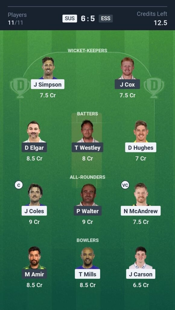 SUS vs ESS Today's Dream11 Fantasy Team: 47th T20 Match & Promising Pitch Report 3 SUS vs ESS Today's Dream11 Fantasy Team: 47th T20 2025