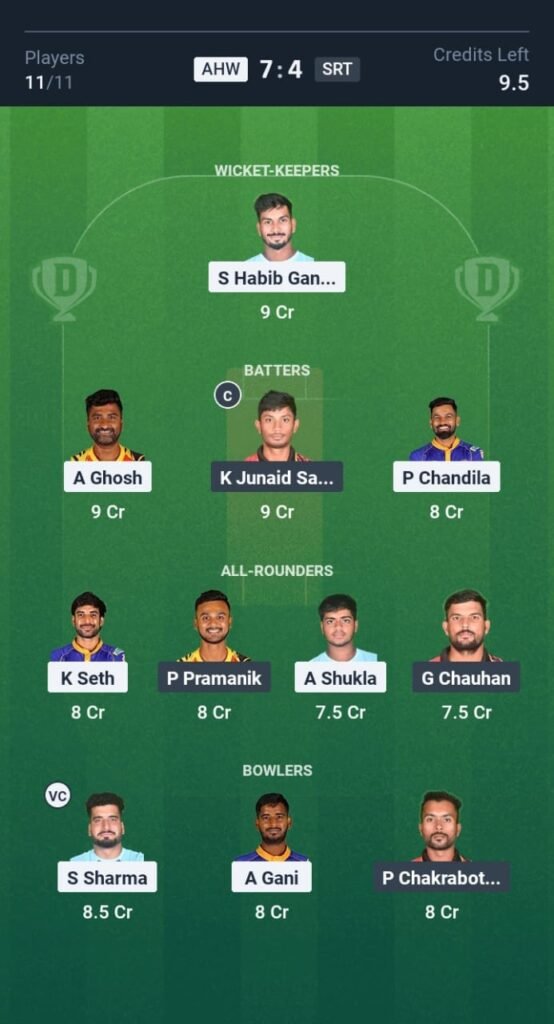 SRT vs AHW Today's Dream11 Fantasy Team: 23rd T20 Match & Promising Pitch Report 3 SRT vs AHW Today's Dream11 Fantasy Team: 23rd T20 2025