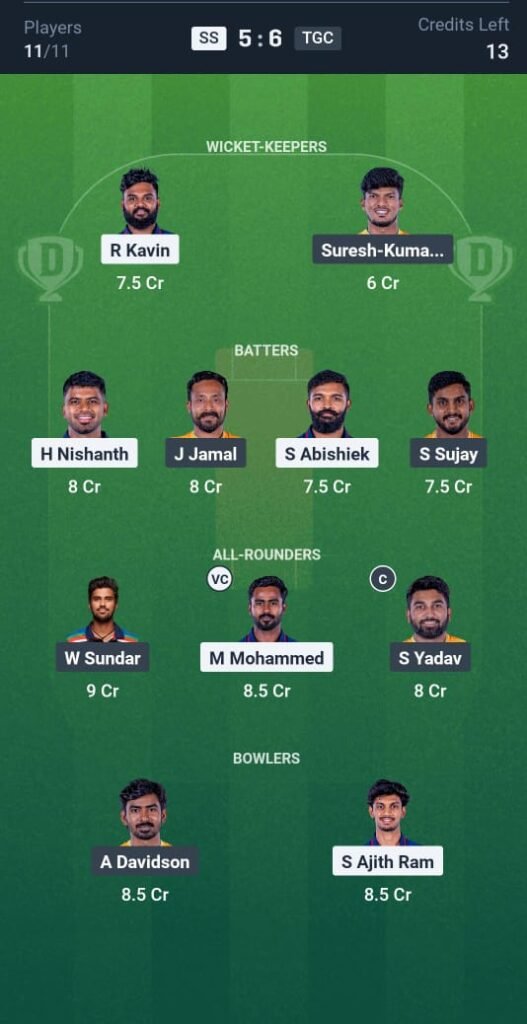 SS vs TGC Today's Dream11 Fantasy Team: 7th T20 Match & Promising Pitch Report 3 SS vs TGC Today's Dream11 Fantasy Team: 7th T20 2025