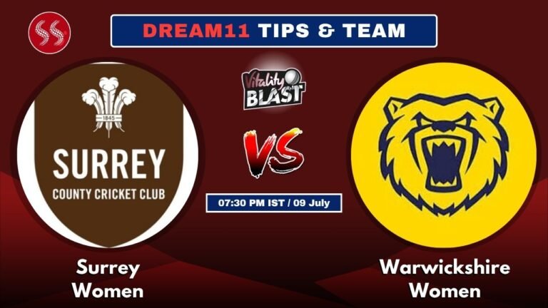SUR-W vs WAR-W Today's Dream11 Fantasy Team: 41st T20 Match 2025