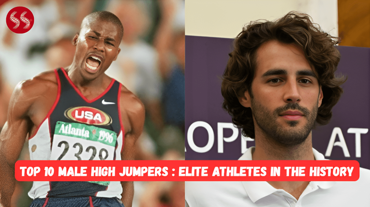 Top 10 Male High Jumpers clearing record heights in track and field history