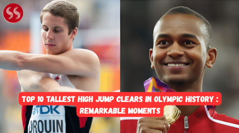 Olympic athlete performing one of the Top 10 Tallest High Jump Clears during a dramatic final