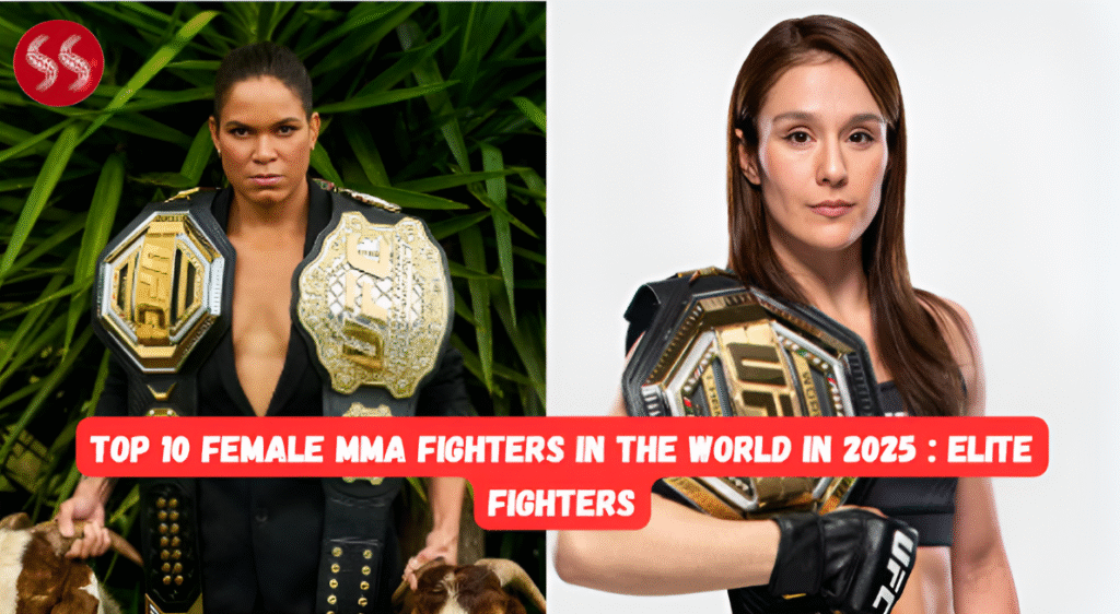 Top 10 female MMA fighters posing with championship belts in 2025