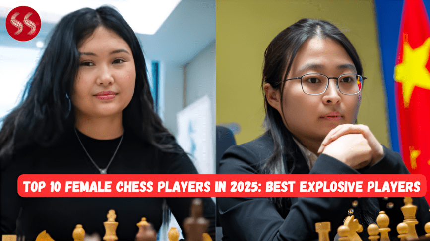 Collage of the top 10 female chess players in 2025 competing in global tournaments