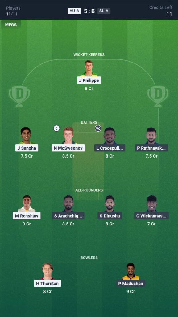 AUS-A vs SL-A Today's Dream11 Fantasy Team: 2nd ODI Match & Promising Pitch Report 3 AUS-A vs SL-A Today's Dream11 Fantasy Team: 2nd ODI Match & Promising Pitch Report