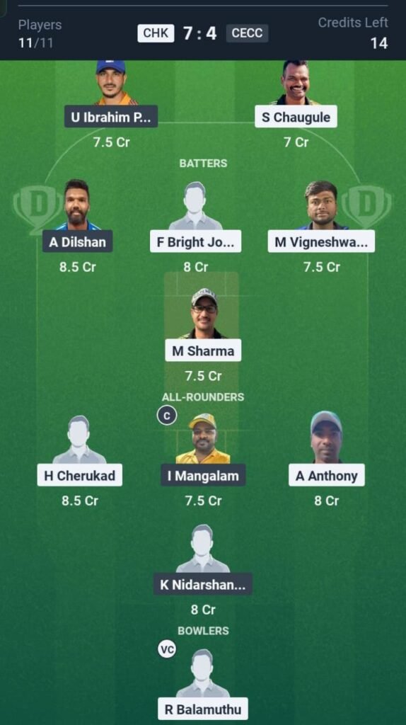 CHK vs CECC Today's Dream11 Fantasy Team: 17th T20 Match & Promising Pitch Report