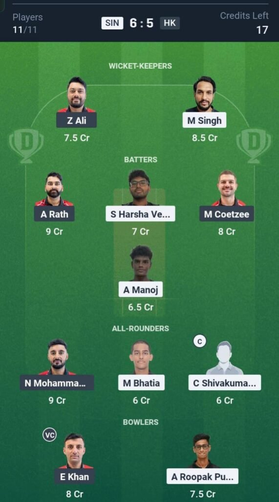SIN vs HK Today's Dream11 Fantasy Team: 5th T20I Match & Promising Pitch Report