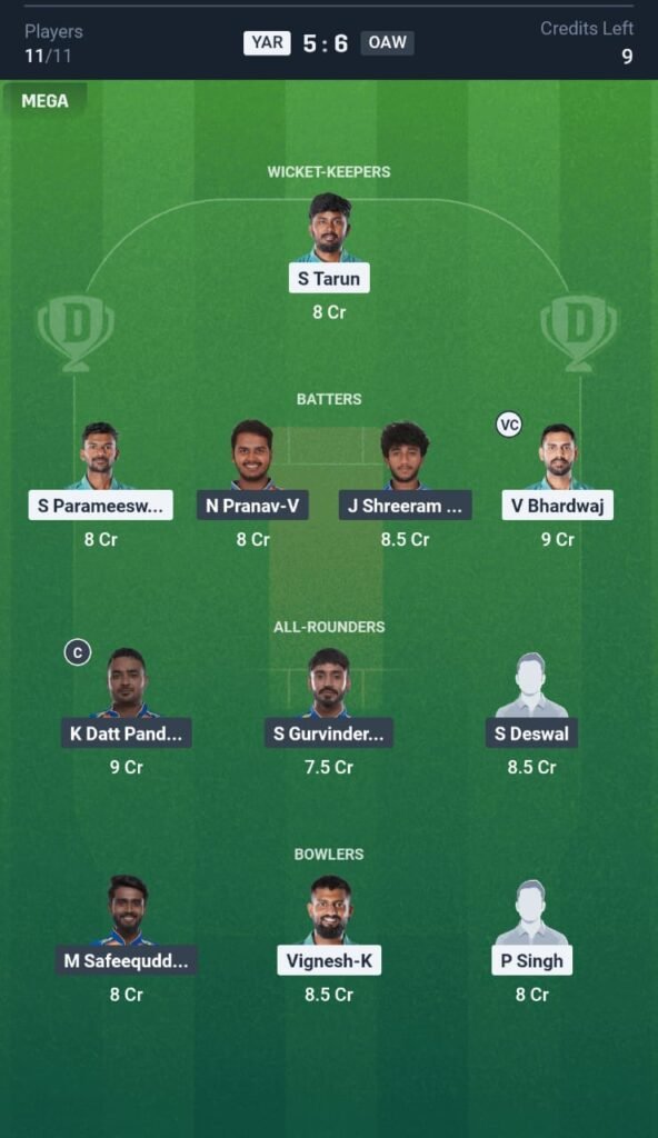 YAR vs OAW Today's Dream11 Fantasy Team: 17th T20 Match & Promising Pitch Report 3 YAR vs OAW Today's Dream11 Fantasy Team: 17th T20 Match 2025