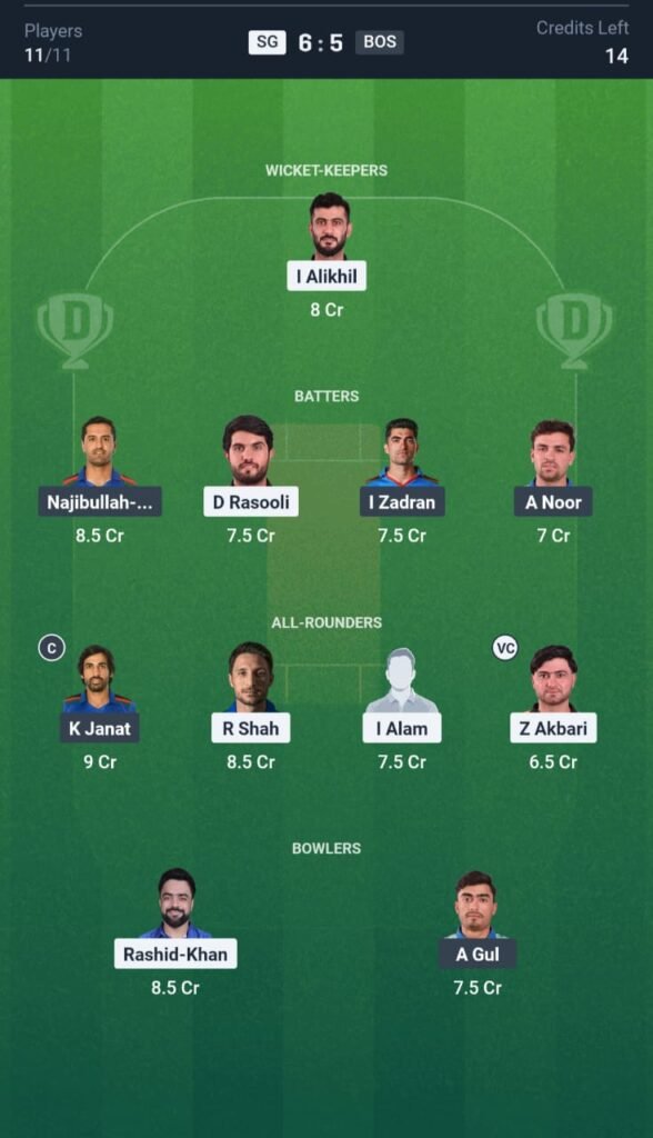SG vs BD Today's Dream11 Fantasy Team