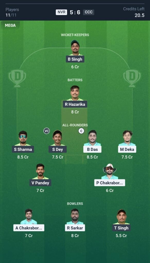 CCC vs NBR Today's Dream11 Fantasy Team: 11th T20 Match 2025