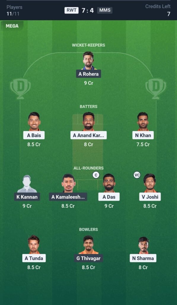RWT vs MMS Today's Dream11 Fantasy Team: 21st T20 Match & Promising Pitch Report 3 RWT vs MMS Today's Dream11 Fantasy Team: 21st T20 Match 2025