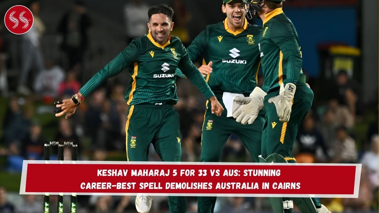 Keshav Maharaj 5 for 33 vs AUS: Stunning Career-Best Spell Demolishes Australia in Cairns