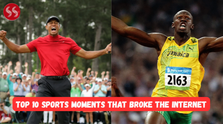 Athletes celebrating a historic victory with crowd and cameras in the background — one of the top 10 sports moments that broke the internet.