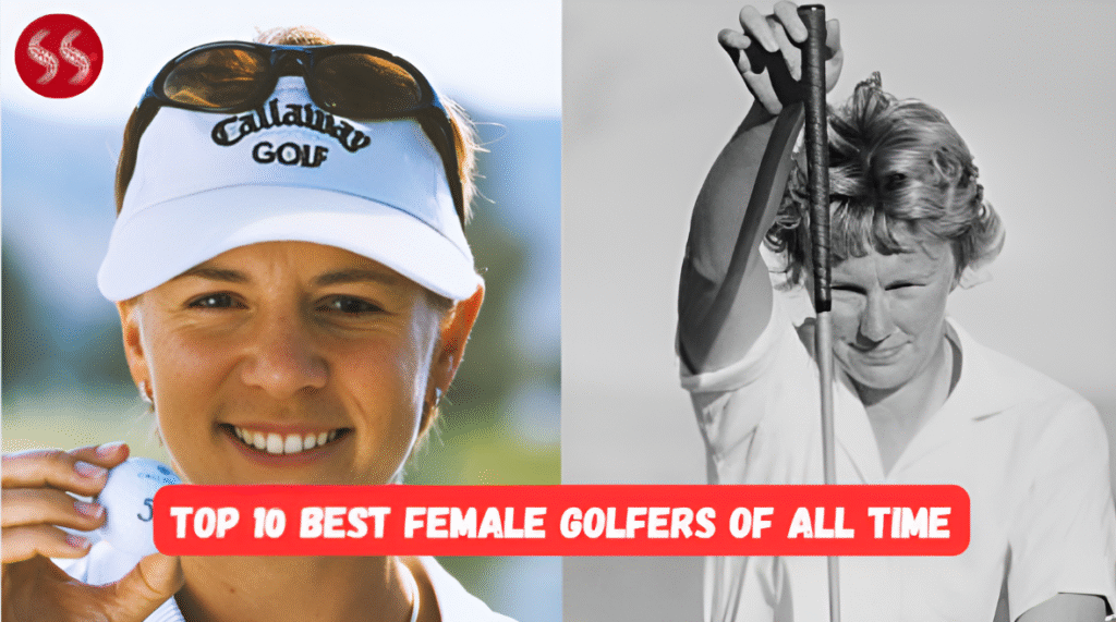 A collage of the Top 10 Best Female Golfers in history, including Annika Sorenstam.