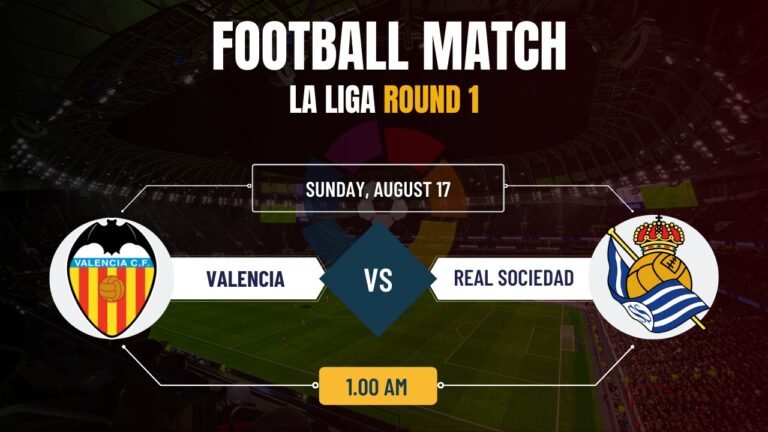 Valencia vs Real Sociedad, La Liga 2025-26 Week 1 Fixture , Match Prediction & Live Streaming