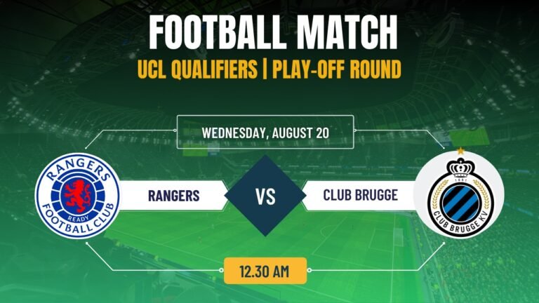 Rangers vs Club Brugge ,UEFA Champions League – Play-Off Round, Match Prediction & Live Streaming