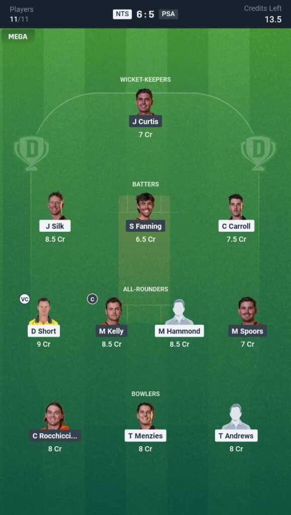 NTS vs PS-A Today's Dream11 Fantasy Team: 29th T20 Match & Promising Pitch Report 3 NTS vs PS-A Today's Dream11 Fantasy Team