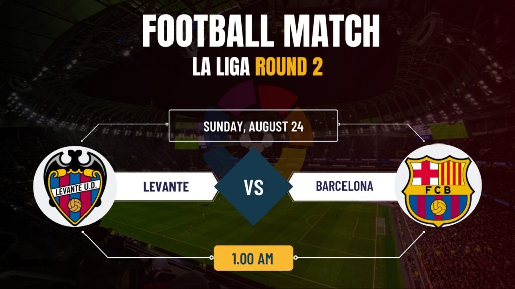 Levante vs Barcelona, La Liga 2025-26 Week 2 Fixture , Match Prediction & Live Streaming