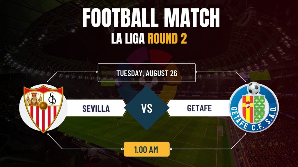 Sevilla vs Getafe, La Liga 2025-26 Week 2 Fixture , Match Prediction & Live Streaming