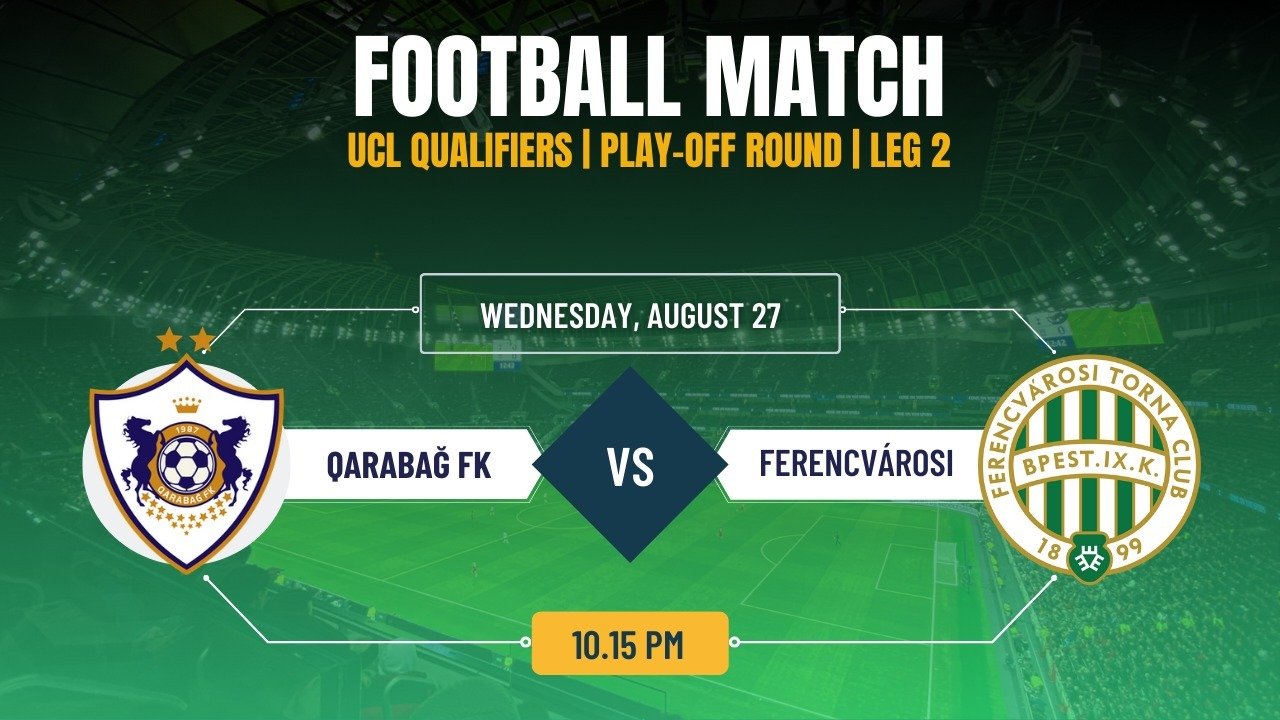 Qarabağ FK vs Ferencvárosi, UEFA Champions League – Play-Off Round Leg 2, Match Prediction & Live Streaming