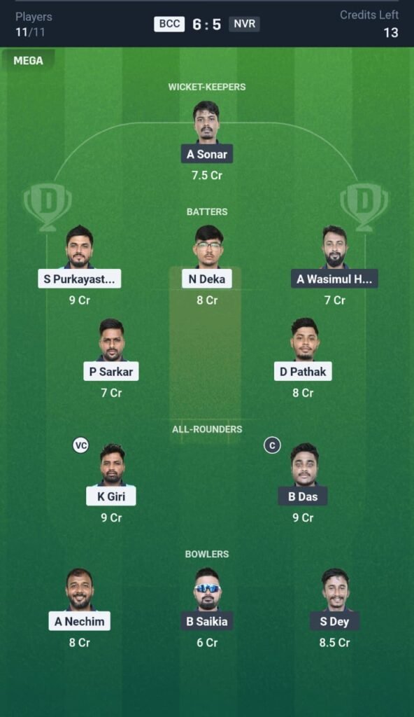 BCC vs NVR Today's Dream11 Fantasy Team: 14th T20 Match & Promising Pitch Report 3 BCC vs NVR Today's Dream11 Fantasy Team