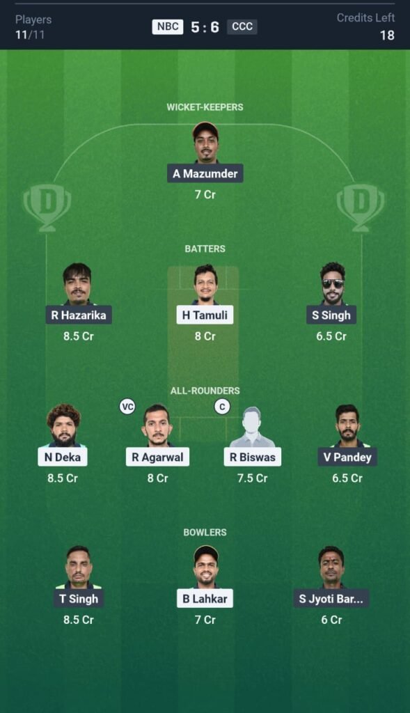 NBC vs CCC Today's Dream11 Fantasy Team: 13th T20 Match & Promising Pitch Report 3 NBC vs CCC Today's Dream11 Fantasy Team