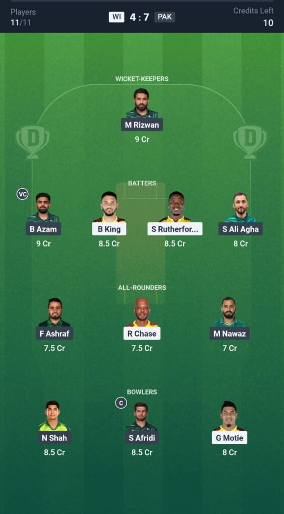 WI vs PAK Today's Dream11 Fantasy Team: 2nd ODI Match & Promising Pitch Report 3 WI vs PAK Today's Dream11 Fantasy Team