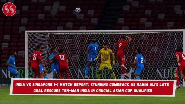 India vs Singapore 1-1 Match Report: Stunning Comeback as Rahim Ali's Late Goal Rescues Ten-Man India in Crucial Asian Cup Qualifier